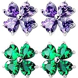 Katylen S925 Silber Blume Ohrringe Weiblich Klein Frisch Voller Diamant Vierblättrige Blume Literarischen Eleganten Ohrschmuck Weiblich, Grün, 925er Silber