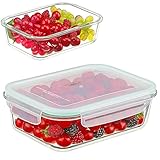 GESUND,SICHER UND DAUERHAFT BEHÄLTER: Glas frischhaltedose ist aus hitzebeständigem Borosilikatglas hergestellt, Der Deckel besteht aus Premium Lebensmittelqualität PP, 100% BPA- und Phthalat-Frei, 100% FDA zugelassen, gute Kratz-, Flecken- und Geruchsbeständigkeit, sehr robust.