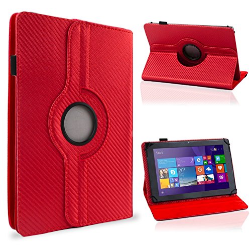 spécification UC Express robuste Carbon Tablet Étui pour votre tablette Odys Rise 10 Odys Space 10 Plus 3 G en simili cuir avec fonction support pratique et rotatif 360 ° Combiné Protection et design Étui cover case Stand étui