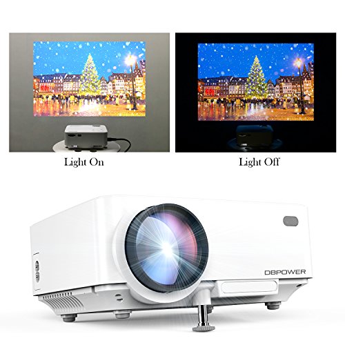 DBPOWER T20 Videoproiettore Portatile Full HD 1080P, Con Cavo HDMI Gratuito USB/SD/VGA/AV - Bianco