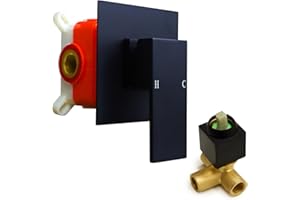 Square Shower Valve Single-Function Shower Handle Valve Wall Mount Brass Faucet Shower Rough-in Valve Bathroom Single Handle Trim Kit Matte Black - GETSHOWERSET