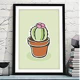 MEIN KLEINER KAKTUS mit Passepartout-Optik in verschiedenen Farben als Bild für das Kinderzimmer für Mädchen & Jungen – perfektes Geschenk zur Geburt, Taufe, Geburtstag - Rahmen optional zubuchbar