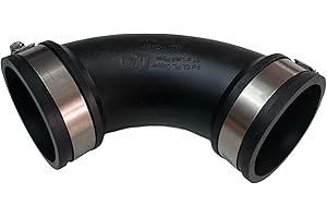 GENERIC Aqua Universe 2" Flexible Black Elbow Pipe with Clamps, 2 Inch Bend for Plumbing Aquarium, Pond, Drainage and Waste Pipe Clamping Range 63mm-50mm