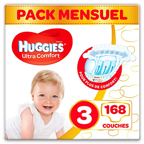 Huggies Ultra Comfort - Couches Bébé unisexe - Taille 3 (4-9 kg) x168 Couches - Pack 1 mois