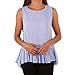 Produktbild Bekleidung Longra Damen Ärmellos Blusen Tank Tops Bluse Gestreift Hemdblusen mit Schmaler Volant Am Saum Damen Elegante Blusen Blau Weste Shirt Sommerhemd Strandbluse Tops Bluse (Blue, M)