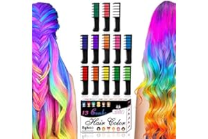 Byhoo - Set di 13 pettini con gessetti per colorazione temporanea dei capelli, glitterati, per bambini, lavabili, ideali come regalo di compleanno e Halloween