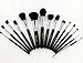 Professional Makeup Brush Set - Foundation Concealer Blending Blush Brush Face Powder Eyebrow & Eyeshadow Brush Cosmetics Tool Kit -15PCS Black Silver