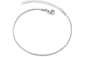 COOLSTEELANDBEYOND Sottile Acciaio Inossidabile Collegamento Chain Cavigliera da Donna Ragazze, Regolabile