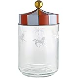 Alessi Circus MW30/100 - Barattolo Ermetico di Design, in Vetro Serigrafato con Coperchio in Banda Stagnata, 100 cl