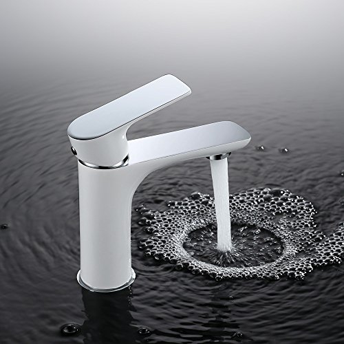 Homelody Weiß Badarmatur Chrom Wasserhahn Bad Armatur Mischbatterie Einhebelmischer Waschtischmischer Waschbeckenarmatur Waschbecken Armatur f. Bad - 3
