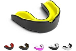 ARSTORMS Sports Mouth Guard Adults and Junior Gum Shield with case Mouth Guard for Jaw Protection in Contact Sports Boxing MMA Rugby Football Hockey Martial Arts (Junior Below 11 Years, Black/Yellow)