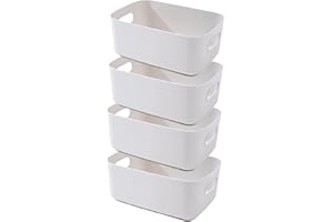 EURXLQ 4 Stück Aufbewahrungsbox Kunststoff Aufbewahrungskorb mit Griffen Eingedicktes Badezimmer Organizer Küchenschrank Körbe Aufbewahrung Kunststoffbox für Badezimmer Küche (Grau, 20×15×7 cm)