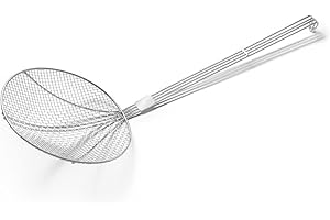 Forgast Schiumarola in Acciaio Inossidabile, Diametro 24 cm, Schiumarola Professionale, Mestolo Forato, Cucchiaio Filtrante Cucina con Manico Lungo, Lunghezza Totale 52cm