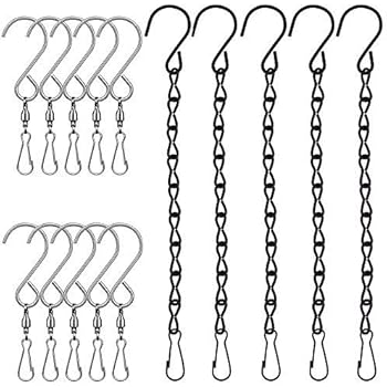 4 Stück Blumenampel Ketten 50cm Schwarz - Metall Aufhängeketten Für Blumentöpfe & Deko