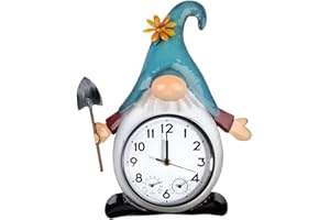 HOBYLUBY Zwerg Outdoor-Uhr mit Thermometer und Luftfeuchtigkeit, 37,8 cm, Quarz-Wanduhr für den Außenbereich, leise, kein Ticken, für Terrasse, Wohnzimmer, Küche