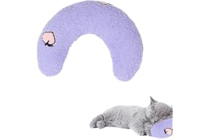 Zayejod Pillow for Cat Head to Lay On,Cat Sleeping Pillow for Indoor Cats Bed Mat,Curved Soft Puppy Calming Pillow for Relief Sleeping Improve,Purple