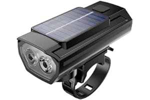 ANSO Solar Powered LED Bicycle Headlight TYPE-C USB Rechargeable Bike Head Light Front Lamps with Horn