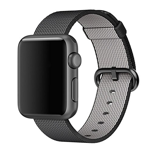 Apple Watch Armband,Kartice Gewebtes Nylonarmband Gesponnener Entwurfs Nylon Replacement Wrist Band Mit Klassischer Schnallefür Apple Watch Alle Modelle (38mm, Schwarz )