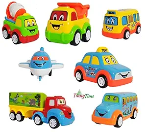 Tinny Time Unbreakable Pull Back Car Truck Toy Set for Kids