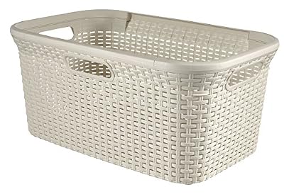 Curver 187492 Coffre a Linge Aspect Rottin Ivoire 45 L