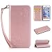 Produktbild Nancen Compatible with Handyhülle iPhone 6 Plus / 6S Plus (5,5 Zoll) Handyhülle, Luxus Rosegold Prägung Schmetterling und Blume Muster Flip Case PU Leder Tasche Ledertasche Etui