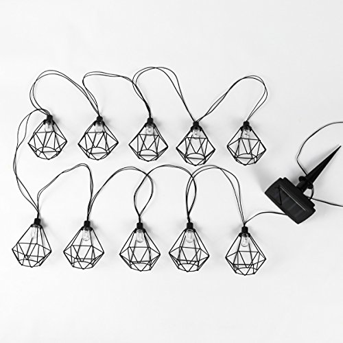 solarbetriebene Außen Design Metall Lichterkette, schwarz, mit LEDs in warmweiß, 2,7m, von Festive Lights - 7