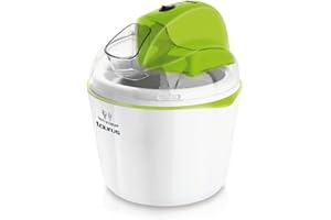 Taurus Tasty & Cream - Heladera eléctrica, 12W, 1,5litros de capacidad, bol extraíble para congelar, giro en ambos sentidos, mariposa mezcladora, recetario de 8 recetas, blanco y verde