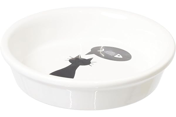 Trixie Gamelle en céramique pour Chats – Fond Plat pour ménager Les vibrisses sensibles – Antidérapante & Lave-Vaisselle – pour pâtée & croquettes – Blanc, 0,25 l, ø 13 cm