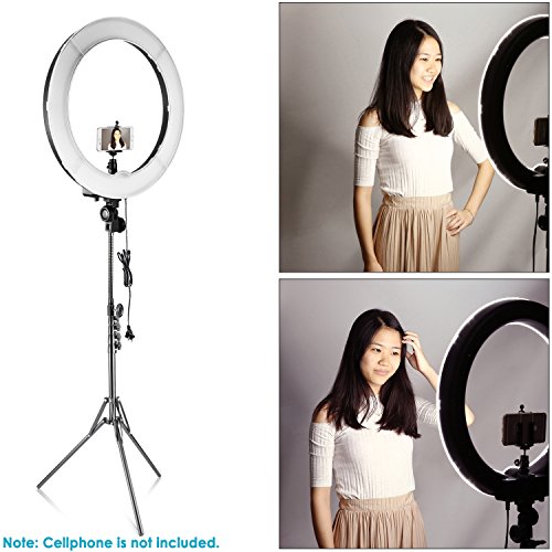 Neewer Foto/Video Luce LED Anulare 48cm Esterno, 55W 5500K Dimmerabile con Light Stand, Ricevitore Bluetooth per Smartphone, Youtube, Vine, Auto-riprese