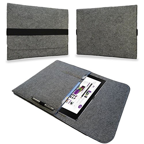examen UC Express® Étui élégant et écologique Tablet Étui en feutre avec poches intérieures pratique résistant Sleeve Cover Notebook Case, sacoche ordinateur portable couleurs : Gris clair ; Tablet modèle pour : Acer Iconia One 10 B3-A20