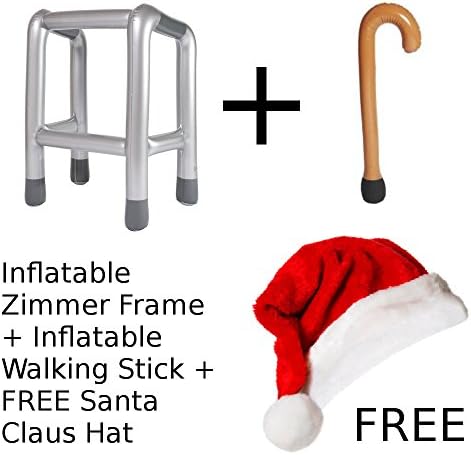 Inflatable Zimmer Frame + Inflatable Walking Stick + FREE Santa Claus Hat