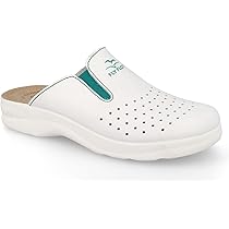 Fly Flot Zoccoli Sanitari Donna - In Pelle Forata Con Tomaia Regolabile E Sottopiede Antishock, Bianco - Foto 8