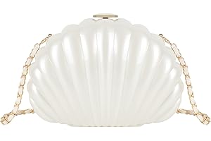 MEGAUK Damen Clutch Glitzer Muschel Abendtasche Glänzend Handtasche Strass Tasche mit Kette für Hochzeit Wedding Party