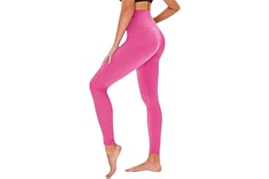 TNNZEET Legginsy damskie z wysokim stanem, czarne, nieprzejrzyste, do uprawiania sportu, na siłownię, Mocny róż, L-XL