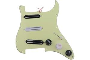 Alnicov SSS 11-Loch Strat-Gitarre Loaded Pickguard vorverdrahtet Scratch Plate für E-Gitarre milchig mit 3 Dual-Rail Humbucker-Tonabnehmer helles Cyan
