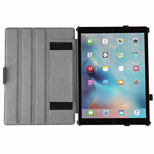 iPad Pro 12.9 Hülle, EasyAcc iPad Pro 12.9 2015 Hülle Schutzhülle Case Hochwertiges PU Leder Etui – mit Standfunktion und Automatischem Schlaf Funktion für iPad Pro 12.9 2015 (Modellnummer A1673 A1674 A1675) – Schwarz, Kunstleder - 3