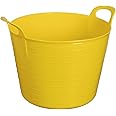YELLOW 42L 42 Litre Large Flexi Tub Garden Flexible Colour Rubber Storage Container Bucket