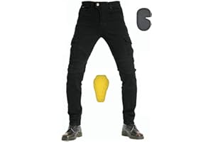 FFFF & OLFEH Motorradhose Schutzhose, Herren-Motorrad-Jeans Motocicleta Pantalones Moto Jeans Motorrad-Jeanshose Für Herren, 4 Arten Von Schutzausrüstung, Motorradhose Für Motorradrennfahrer (Schwarz,M)