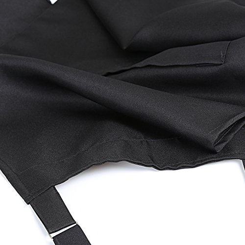 GWHOLE Schürze Latzschürze Küchenschürze mit Bindeband und verstellbare Nackenschlaufe 78,5 x 68 cm, schwarz - 5
