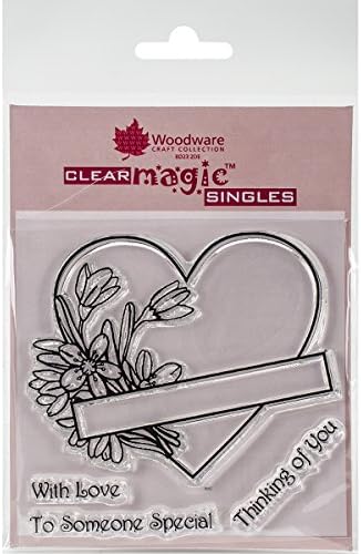 Woodware Craft Collection Clear Magic-Floral Heart, Acrylic, 3.5 x 5.5 inches