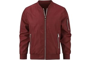 YOUTHUP Men's Bomber Jacket Lightweight Casual Summer Sports Jackets Baseball Collar Cargo Outwear