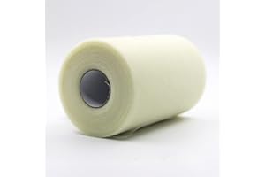 CAIIBTNTGB 91m x 15cm ! Tissu de bobine de rouleau de tulle pour les décorations d'artisanat Tutu Mariages Costumes Jupes Fêtes Cadeau Bow baby shower, Beaucoup de couleurs disponibles. (Ivoire)