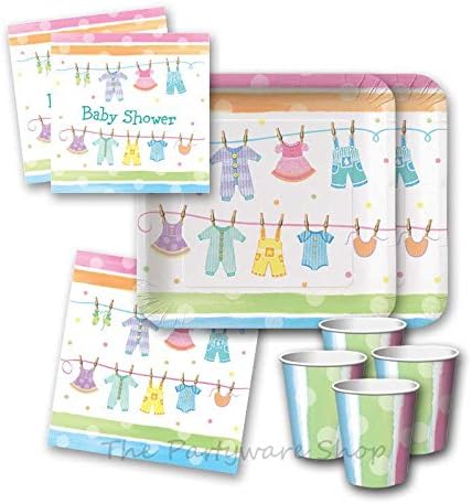 Baby Cloths Baby Shower Party Tableware Pack for 16