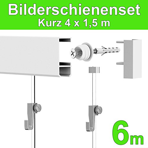 Bilderschienen Galerieschienen Bilderleiste Komplett-Set 6m (4x1
