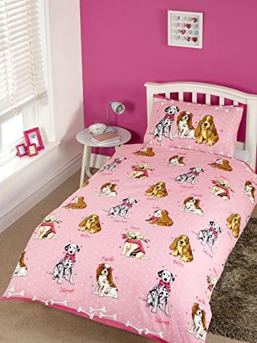 Children's Pink Doggies Duvet Cover and Pillowcase Set (Double - 200cm x 200cm)