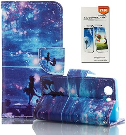 OuDu Flip Wallet Case for Sony Xperia Z3 Compact PU Leather Silicone Cover Folio Holster Soft Flexible Shell Thin Lightweight Skin Scratch-Resistant Anti-shock Bumper Durt-resistant Protective Case Stand Function Cover with Magnetic Closure and Card Slots - Blue Love (Gift:1 Screen Protector)