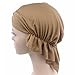 Produktbild KingNew Unisex Elastisch Cancer Plissiert Gap Haarausfall Rüschen Schal Turban Kopf Wrap Cover unifarbener, weicher Baumwolle Bandana, Khaki
