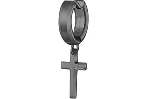 Brosway Orecchino Singolo A Cerchio Uomo In Acciaio Con Simbolo Croce, Orecchino Singolo Uomo Collezione Ink - BIK28