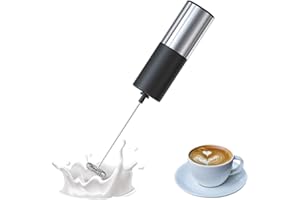 Milk Frother,IraXpro Electric Milk Frother Whisk,Milk Frother Handheld,Coffee Frother Electric Whisk,One Touch Hand Mini Frother Whisk,2-AA Battery Powered,for Coffee,Hot Chocolate,Cream (Slver)