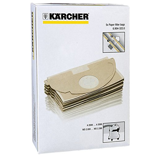 Karcher MV2 WD2 aspiradora fuerte doble capa bolsas de polvo (Pack de 5)
